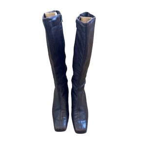 Sesto Meucci Womens Tall Brown Leather Square Toe Boots Size 8 Made In Italy